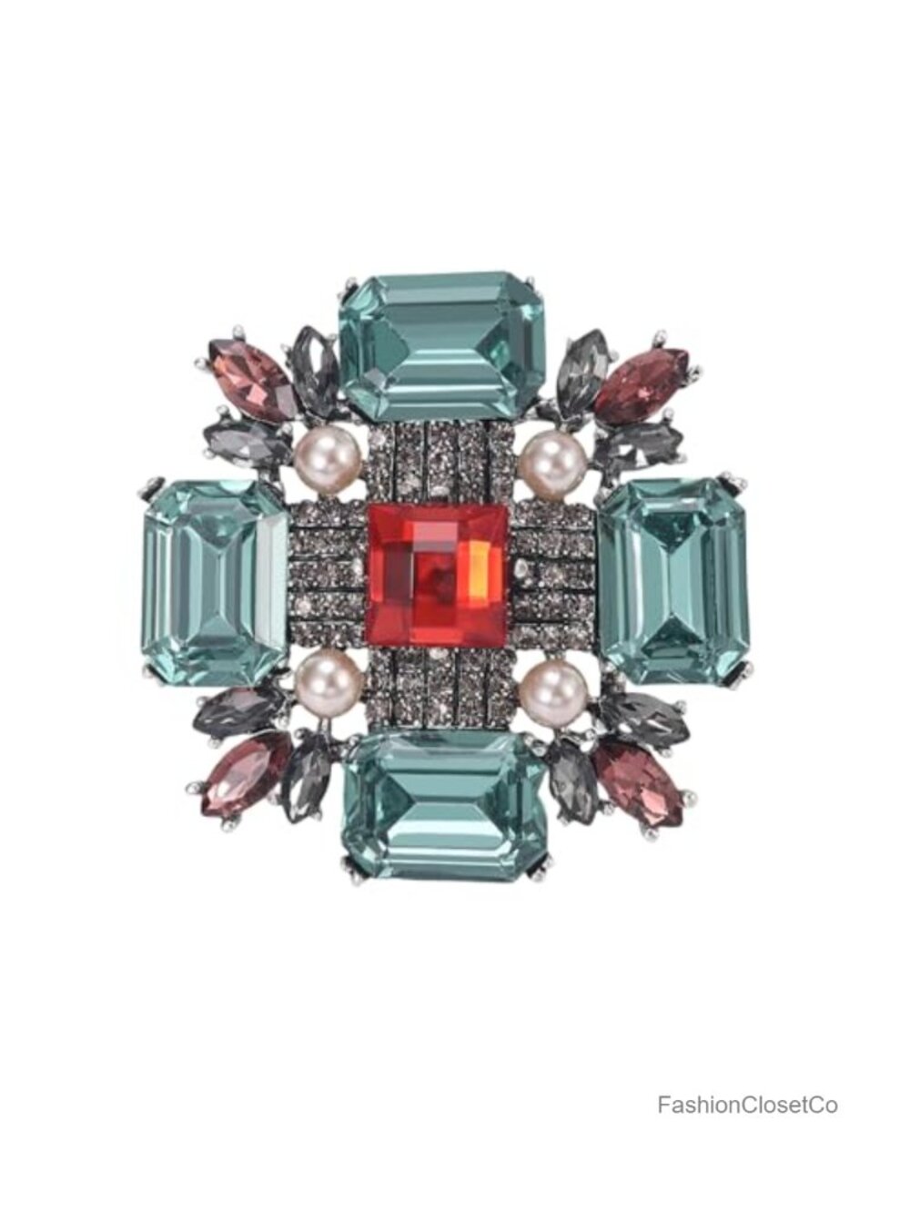 Baroque Rhinestone Crystal Brooch Pin Victorian Art Deco Lapel Jewelry